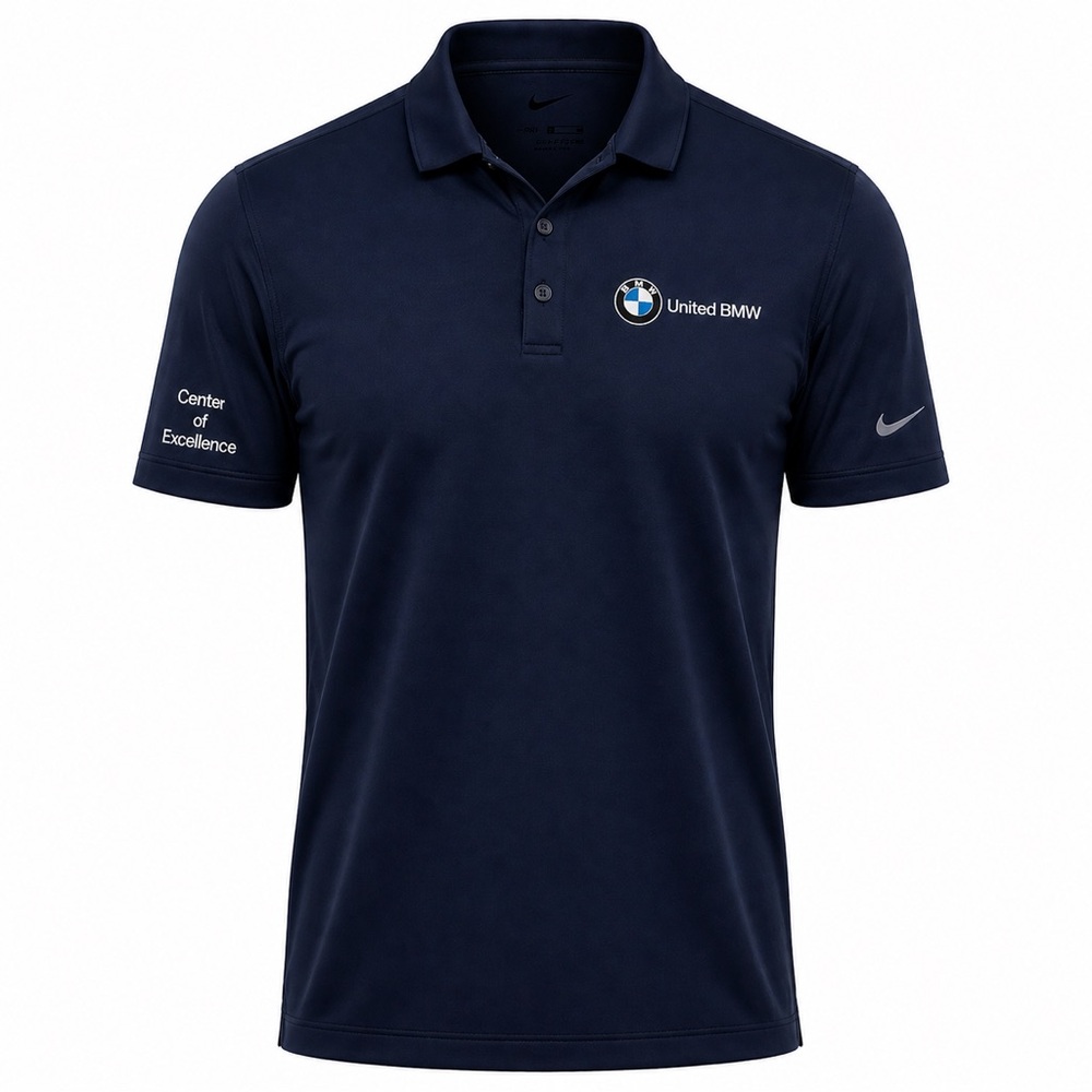 Navy Nike Short Sleeve Polo Shirt With BMW Patch Size M